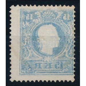 1858 15kr II. típus sötétkék / dark blue, látványos színátnyomattal / with offset. Certificate...