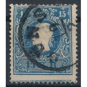 1858 15kr kék / blue, alul Andráskereszt-végződéssel / St. Andrew's cross part GÜNS Certificate...