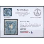 1858 15kr 0,135 mm kartonpapíron / on thick paper. Certificate: Strakosch
