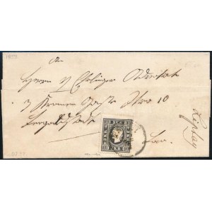 1859 3kr II. fekete, helyi levélen / on local cover PESTH Loco Certificate: Matl