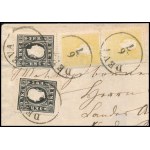 ~1859 2 x 2kr + 2 x 3kr (fekete) II. típus távolsági 2. zónás levélen / 2 x 2kr + 2 x 3kr (black) type I....