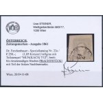 1861 Hírlapbélyeg világosszürke / light grey MUN(KÁCS) Certificate: Steiner
