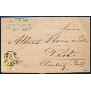 1861 Centrált 2kr sárga bélyeg helyi nyomtatványon. A bélyegen franco kézírásos feljegyzés! Látványos, érdekes darab! ...