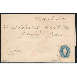 1861 Szépen centrált 15kr távolsági levélen teljes tartalommal ...