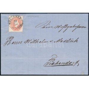 ~1861 5kr nagy festékfolttal távolsági levélen / with large paint spot on cover MECZENZÉF - GÖLLNITZ...