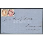 1863 1861 10kr + 1863 5kr vegyes bérmentesítésű levél / Mixed franking on cover (MI)SKOLCZ - HERMANNSTADT / Abends...
