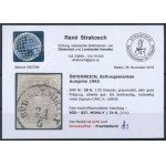 1863 Hírlapbélyeg szürkésibolya /grey violet BÜD-SZT.MIHÁLY Certificate: Strakosch