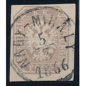 1863 Hírlapbélyeg szürkésibolya /grey violet NAGY-MIHÁLY 1866 Certificate: Strakosch