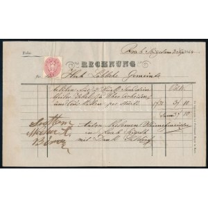 1864 5kr okmánybélyeg helyett számlán / 5kr postal instead of fiscal stamp on invoice Raab - Győr (Ferchenbauer 1...