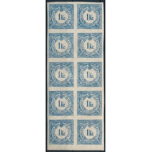 1898 Hírlapilleték bélyeg 1kr 10-es tömb (1 bélyeg falcos) / Newspaper duty stamp 1kr block of 10 (1 stamp is hinged...