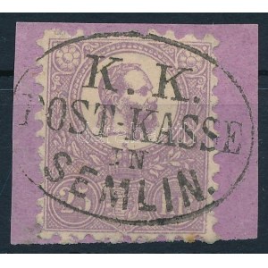 1871 Kőnyomat 25kr kivágáson, ibolya színben / violet, on cutting K.K. POSTKASSE SEMLIN