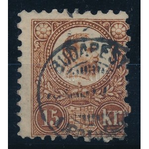 1871 Réznyomat 15kr, a ritka rézvörös színű bélyeg (500.000) / Mi 12c 15kr copper-red. Certificate...