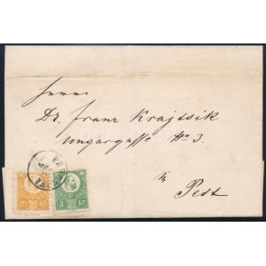 1872 Réznyomat 2kr + 3kr levélen / on cover PANCSOVA