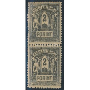 1873 Kőnyomat távírda 2Ft függőleges pár (26.000) / Mi 8 Telegraph pair