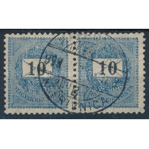 1899 10kr pár, b állású számvízjellel / Mi 46 Y pair with watermark b position