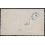 1888 5kr díjjegyes kétnyelvű zárt levelezőlap 2 x 3kr díjkiegészítéssel a kisázsiai (ma Örményország) Amasiaba...