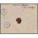1895 5kr díjjegyes boríték 2kr + 3kr + 10kr díjkiegészítéssel ajánlott levélként TEMES-BUTTYIN a belgiumi Verviersbe...