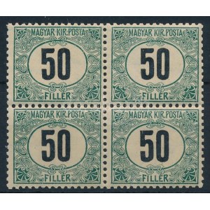 1903 Portó A 50f négyestömb, 2 bélyeg falcos (42.000++) / Postage due Mi 8A block of 4...