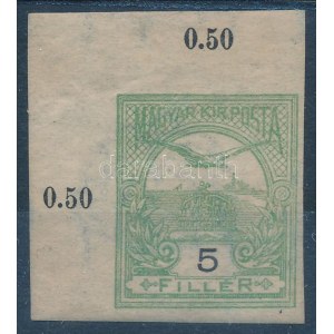 1904 Turul 5f ívsarki vágott bélyeg / Mi 77 imperforate corner stamp