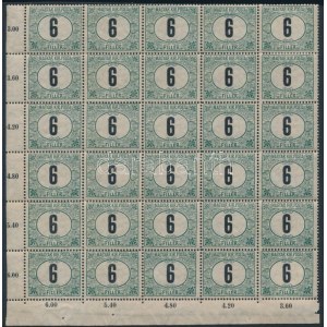 1905 Zöldportó 6f ívsarki 30-as tömbben, 15-ös fogazással (116.000) (2 bélyeg falcos) ...