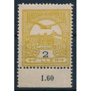 1906 Turul 2f ívszéli bélyeg F LLÉR lemezhibával / Mi 75 with plate variety. Certificate...