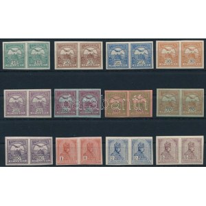 1913 Turul vágott sor párokban, álló vízjellel (100.000) / imperforate set in pairs...