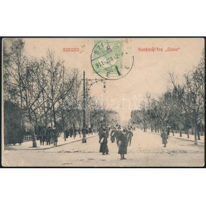 1911 TCV képeslap Turul 5f bélyeggel Holland Guyanába, Surinameba küldve, érvénytelenített T portóbélyegzéssel ...