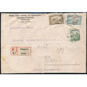 1918 július 13. Ajánlott légi levél Repülő posta 1,50K bélyeggel Budapestről Bécsbe küldve...