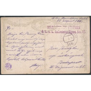 1918 Tábori posta képeslap / Field postcard MARSCHFORMATIONEN d.k.u.k. Infanterie Rgmt. No.52. + FP 566...