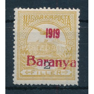 Baranya I. 1919 Turul 2f próbanyomat / proof. Signed: Bodor
