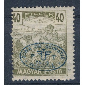 Debrecen I. 1919 Magyar Posta 40f elfogazva. Signed: Bodor