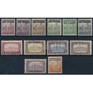 Nyugat-Magyarország III. 1921 12 értékes sor fordított felülnyomással / 12 stamps with inverted overprint. Signed...
