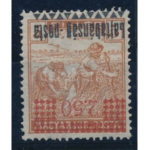 Nyugat-Magyarország III. 1921 Arató 2,50/5f fordított felülnyomással. Signed: Bodor