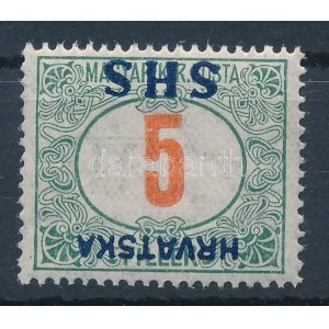 1918 Kiadatlan Portó 5f fordított felülnyomással. / Unissued 5f postage due with inverted overprint. Certificate...
