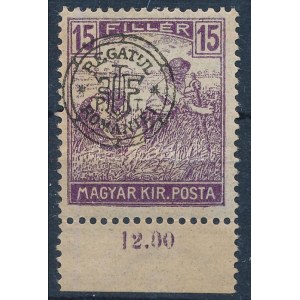 Nagyvárad 1919 Arató 15f elcsúszott felülnyomással, csak a címer került a bélyegre. Szalai szerint csak 93 db létezik! ...