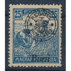Nagyvárad 1919 Arató 25f elcsúszott felülnyomással (gumi törések) / Mi 34 II. with shifted overprint. Signed: Bodor ...