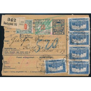 1923 Helyi csomagszállító 550K bérmentesítéssel, a pénzügyi illeték portóbélyegekkel kiegészítve ...