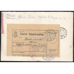 1937 Ajánlott légi ballonposta levelezőlap postai feladóvevényel és levélzárókkal ...