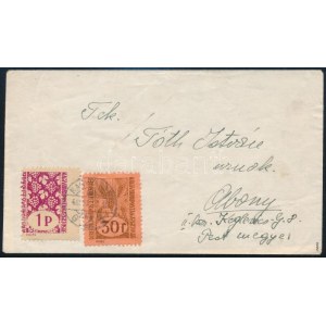 Nagyvárad 1945 1,30P bérmentesítésű távolsági levél Abonyba / Domestic cover with 1,30P franking. Signed...