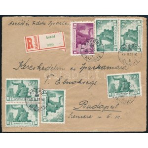 1946 (7. díjszabás) Ajánlott levél 20 db bélyeggel / Registered cover with 20 stamps