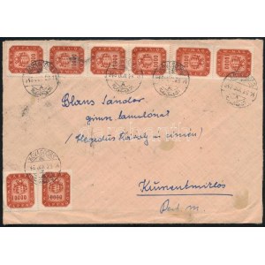 1946 (21. díjszabás) Levél 30 db bélyeggel / Cover with 30 stamps KŐVÁGÓÖRS ...