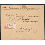 1946 Ajánlott levél 50 ezer AP hatostömb bérmentesítéssel és szükségragjeggyel Tarjánból Budapestre ...
