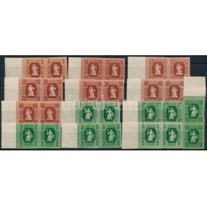 1946 Forint-fillér vágott sor ívszéli párokban (80.000) / Mi 947-959 imperforate margin pairs (ráncok, törések ...