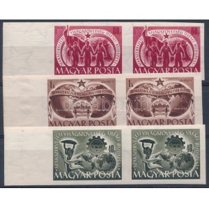 1950 Szakszervezet vágott sor ívszéli párokban (32.000) / Mi 1098-1100 imperforate margin pairs