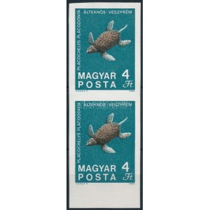 1969 Földtani intézet 4Ft ívszéli vágott pár fekete színnyomat nélkül (80.000) / Mi 2526 imperforate margin pair...