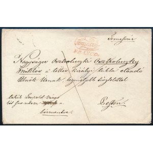 1830 Franco levél / cover, piros / red Temesvár - Pest