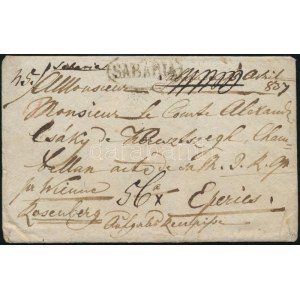 1837 Portós ajánlott levél Bécsen és Rosenbergen át Eperjesre ...