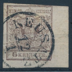 1850 6kr papírráncos ívsarki bélyeg / corner piece with paper crease NEUSATZ