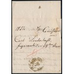 1854 3kr látványos papírránccal levélen, tartalommal / 3kr with paper crease on cover with full content FOGARAS ...