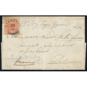 1854 3kr levélen / on cover NÁDUDVAR - Debrecen